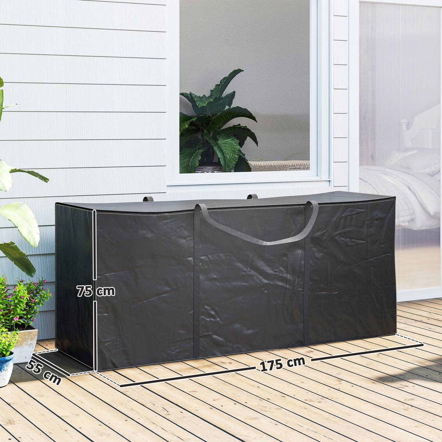 720 L Outdoor Garden Cushion Storage Bag, Heavy Duty 600D Oxford Fabric Waterproof Garden Furniture Cushion Storage Bag with 2-Way Zip