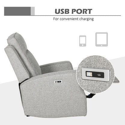 Electric Recliner Armchair, Recliner Chair with Adjustable Leg Rest, USB Port, Grey