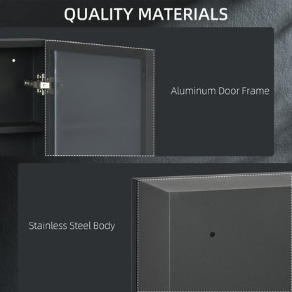Kleankin Bathroom Cabinet with Mirror, Wall Mounted Bathroom Mirror Cabinet with Storage Shelves, 40 x 12 x 60 cm, Black