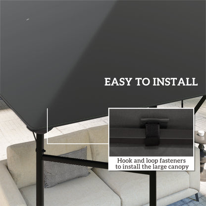 Outsunny 3 x 3(m) Gazebo Canopy Replacement Cover, Garden Gazebo Roof Replacement with Drain Holes, Water Resistant PVC Coating, 370g/㎡, UPF30+, TOP COVER ONLY, Grey