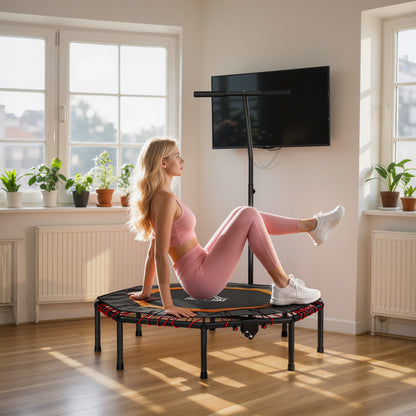 Fitness Trampoline, Bouncer with Adjustable Handle, Max Load 150 kg