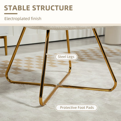 Modern Accent Chair Set of 2, Cashmere Tufted Armchair with Padded Seat, Occasional Bedroom Chair with Cross Steel Legs - Cream White