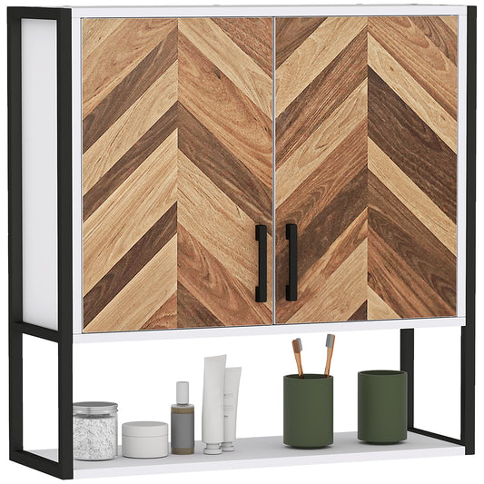 Retro Vintage Style Bathroom Cabinet Wall Mounted, Bathroom Wall Cabinet Medicine Cabinet with 2 Doors, Adjustable Shelf, Walnut