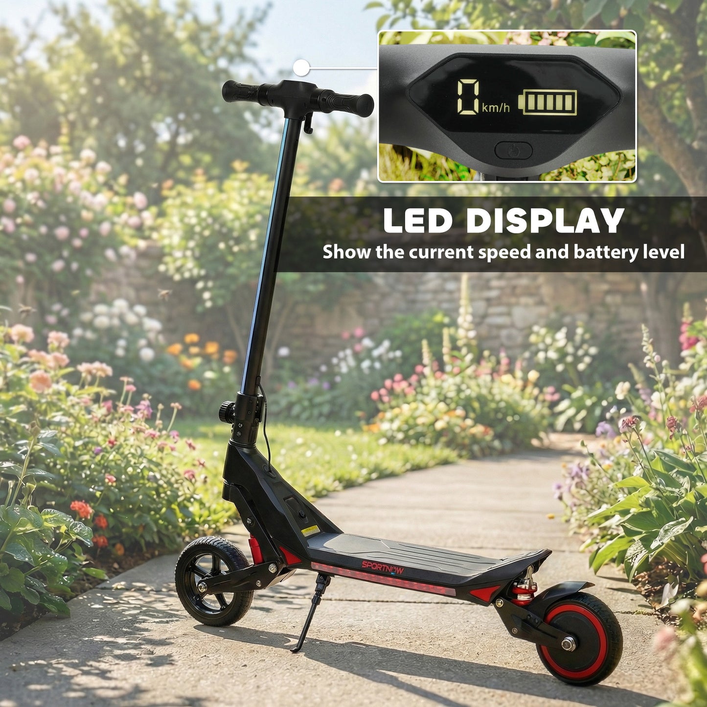 Electric Scooter for Kids, Foldable E Scooter for Age Age 6+ with LED Display, RGB lights, Up to 16km/h