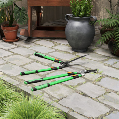 Outsunny 2 Pieces Garden Shears Set, Tree Lopper, Hedge Shears with Telescopic Extendable Handles, Garden Shears for Hedges, Shrubs and Bushes