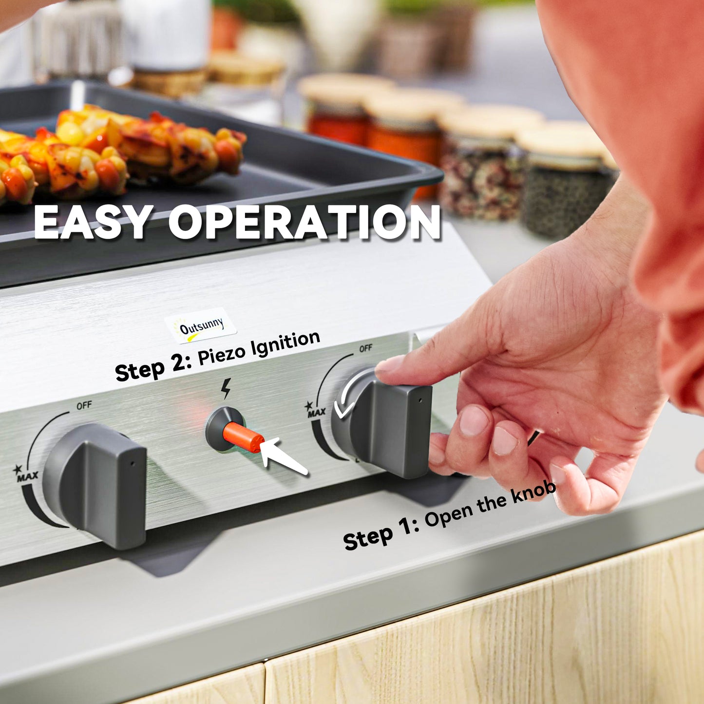Outsunny Two Burner Portable Gas Grill Portable For Camping Outdoor Cooking