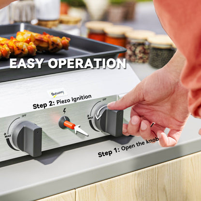Outsunny Two Burner Portable Gas Grill Portable For Camping Outdoor Cooking