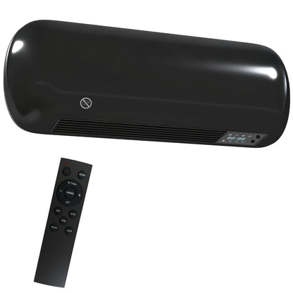 2000W Ceramic Electric Heater with Fan, Adjustable Thermostat, Wall Mounted - White / Black