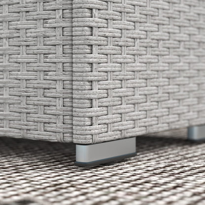 7 Piece PE Rattan 6 Seater Garden Furniture Set, 50,000 BTU Gas Fire Pit Table, Double Corner Sofa and 3 Footstools, for Conservatory, Grey