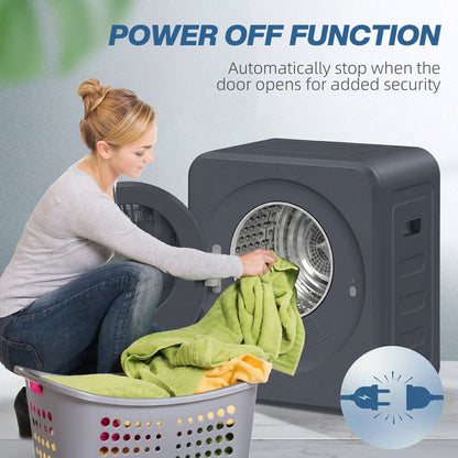Vented Tumble Dryer, 4kg Front Tumble Dryer with Stainless Steel Tub, 800W Compact Small Space Freestanding Grey