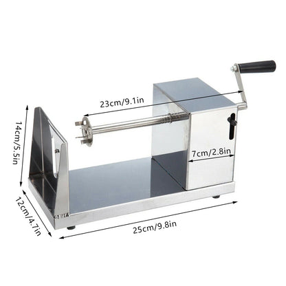 Stainless Steel Spiral Potato Potato Chips Maker Cutter Fruit Slice Kitchen Home Hand-Cranked Clipping Apple Slicer