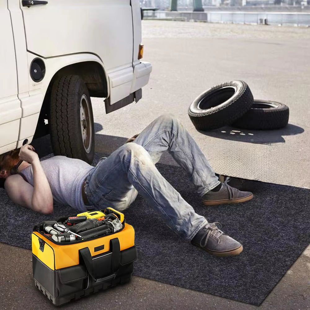 Heavy-Duty Tool Kit 16-Pocket Durable Thickened Oxford Cloth Portable Toolbox Organiser Storage Yellow / Black Bag