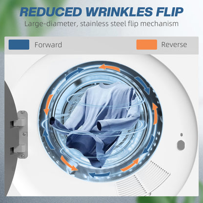 4kg Vented Tumble Dryer, 800W Compact Freestanding Front Tumble Dryer with Stainless Steel Tub and Customisable Timer, Wall-Mounted Portable Small Clothes Drying Machine, White