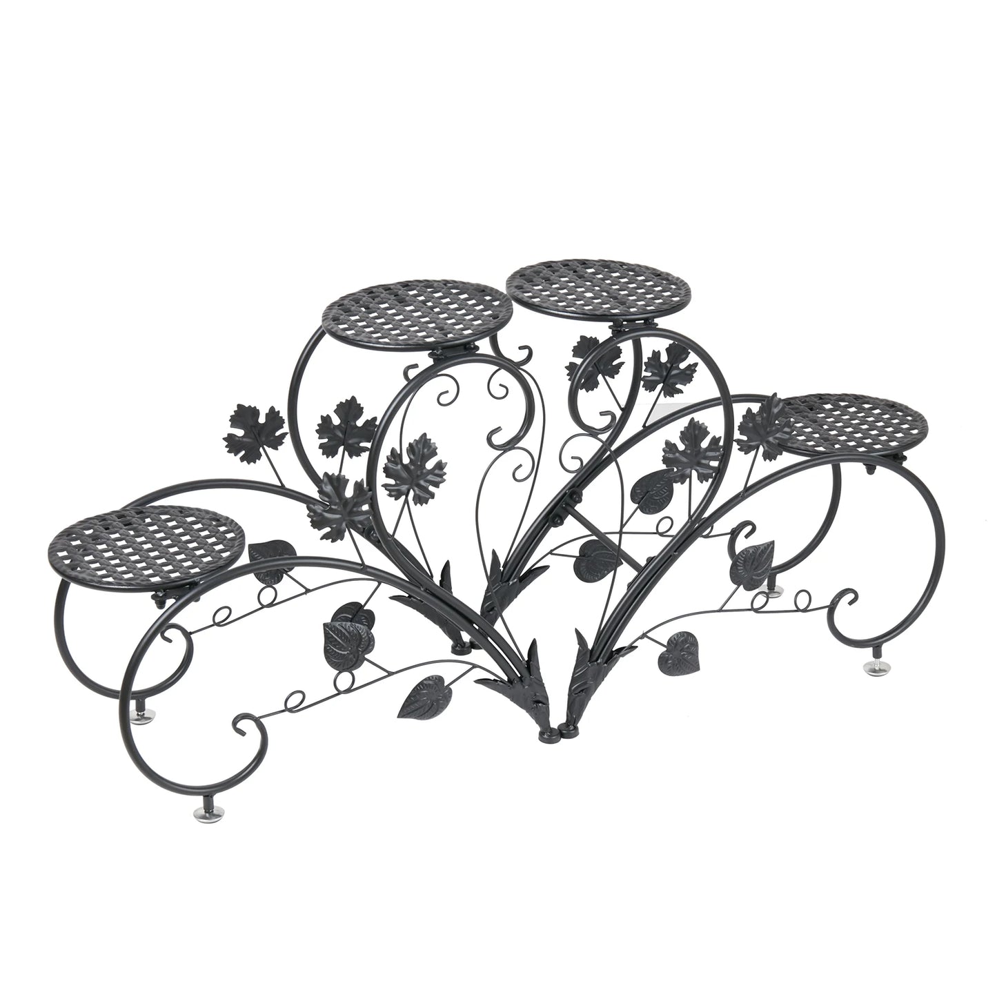 2 PCS Metal Plant Stand Heart-Shape Flower Pot Display Holder Garden Support