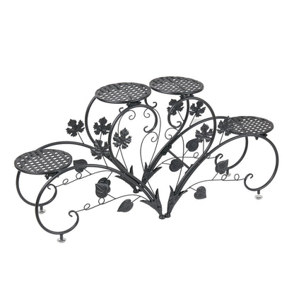 2 PCS Metal Plant Stand Heart-Shape Flower Pot Display Holder Garden Support