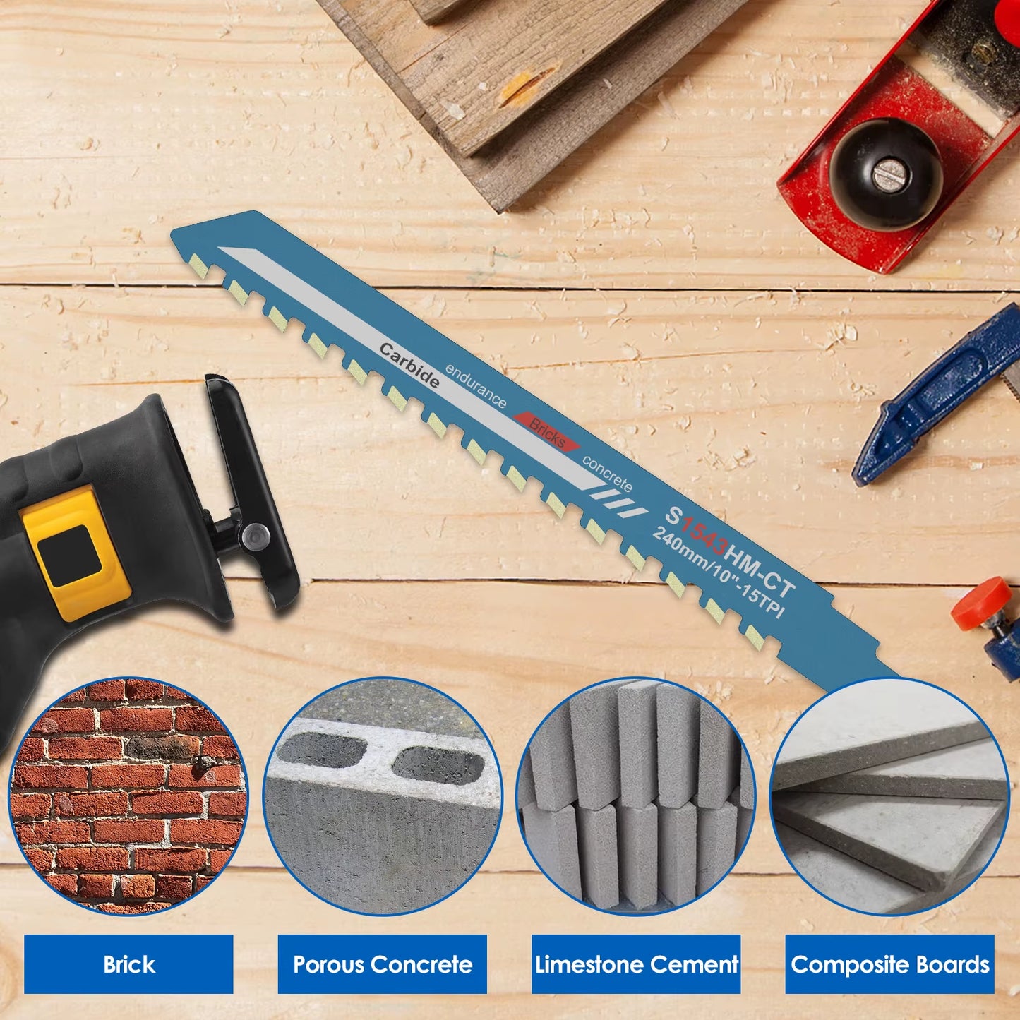 Reciprocating Saw Blade Inch Universal Cutting Recip Sabre Saw Blade Alloy Steel Brick Concrete Cutting Saw Blade 10 / 12 / 18 / 20 Inch