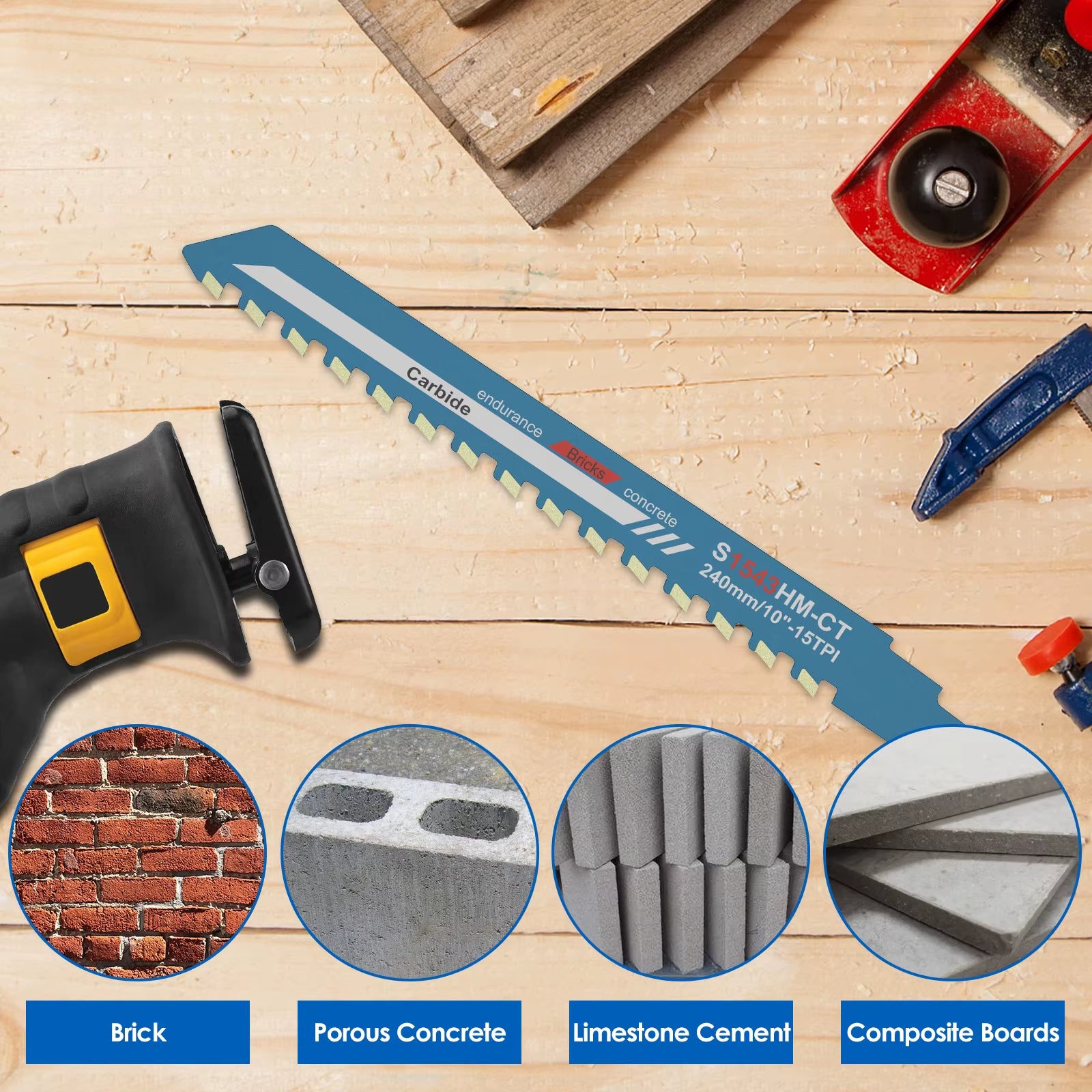Reciprocating Saw Blade Inch Universal Cutting Recip Sabre Saw Blade Alloy Steel Brick Concrete Cutting Saw Blade 10 / 12 / 18 / 20 Inch