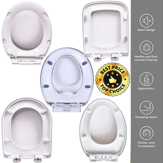 Soft Close White Toilet Seat With Quick Release, Sturdy Duro Plastic Anti-Bacterial Toilet Lid WC Seat