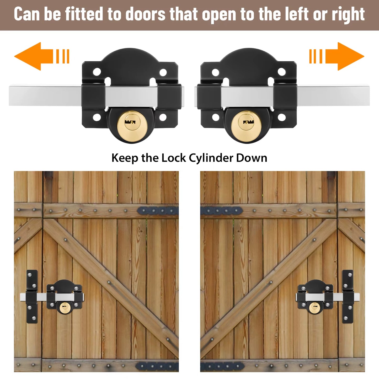 Throw Gate Lock 50mm Both Side Door Lock Stainless Steel Grade Lockable With Rear Double Locking For Yard Garden Doors & 5 Keys