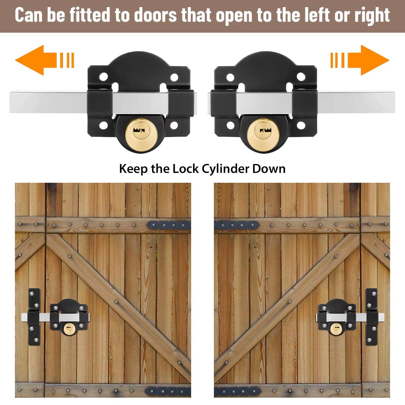 Throw Gate Lock 50mm Both Side Door Lock Stainless Steel Grade Lockable With Rear Double Locking For Yard Garden Doors & 5 Keys