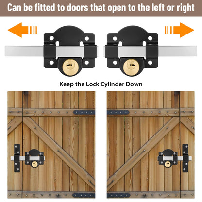Throw Gate Lock 50mm Both Side Door Lock Stainless Steel Grade Lockable With Rear Double Locking For Yard Garden Doors & 5 Keys