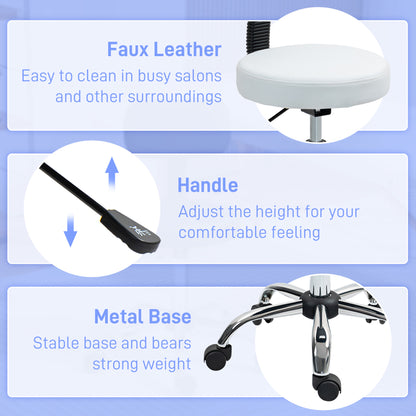 360° Swivel Seat Salon Stool Chair - White / Black