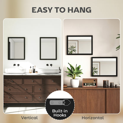 Set of 2 Wall Mirrors | Black Frame | 30 x 40 cm
