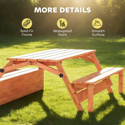 Kids Sand Pit with Canopy & Picnic Table – Fits 6 Children, 265kg Sand Capacity, UV-Proof Adjustable Canopy, Solid Fir Wood, EN71 Tested, Ages 3–8