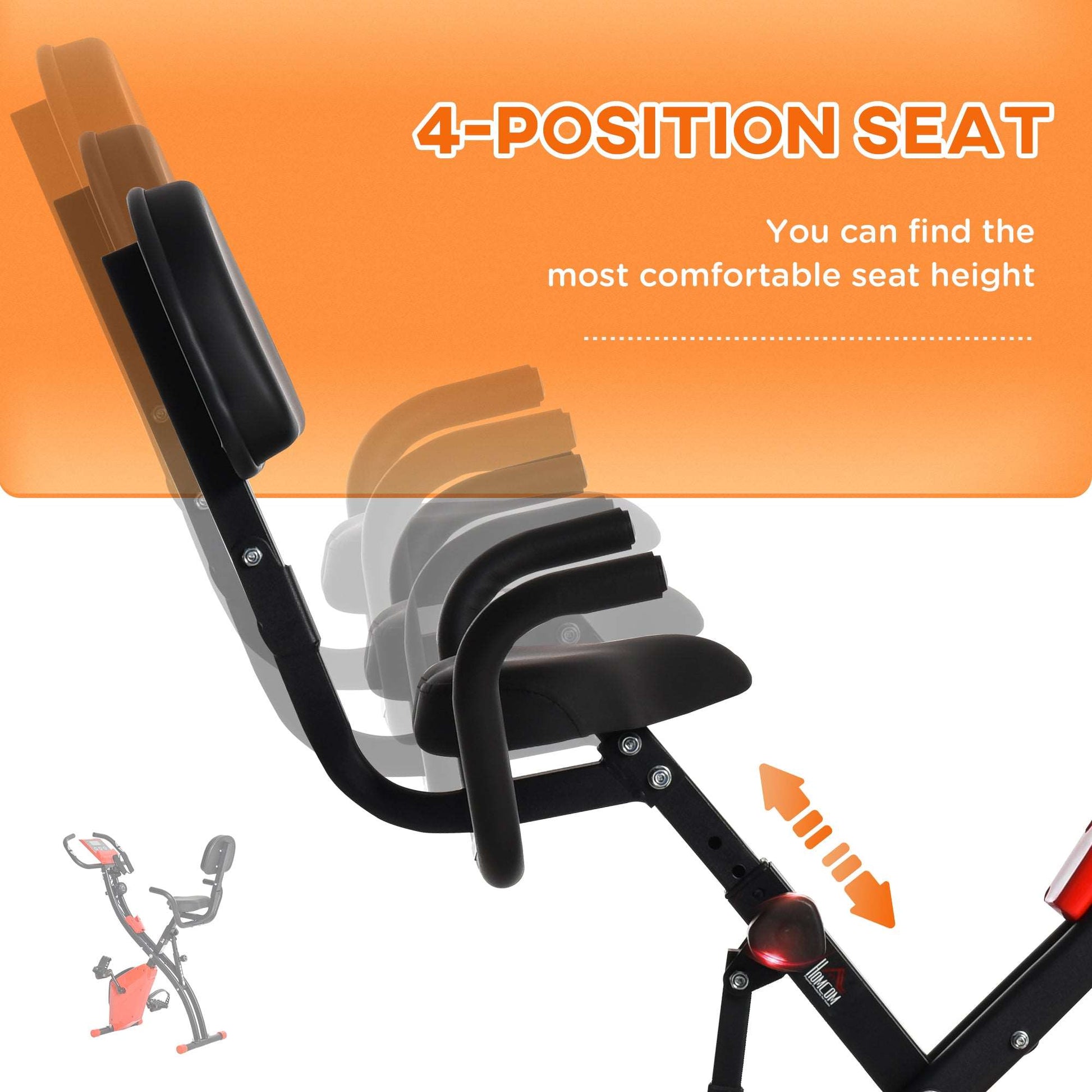 2-In-1 Upright Exercise Recumbent Bike Adjustable Resistance Stationary Fitness Home Gym Foldable w/ Armrests LCD Monitor Cycling Wheels Red