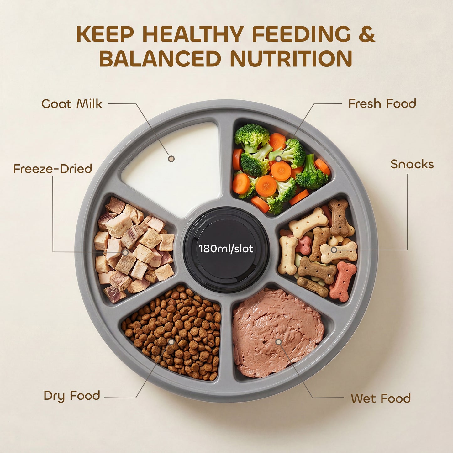 Automatic Cat Feeder | 6-Meal Programmable Timer | Ice Pack | Wet & Dry Food | LED Screen | Grey