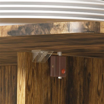 Multi-Storage Six-Person Drop Leaf Dining Table -  Rustic Brown