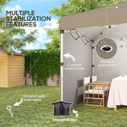 Outsunny 3 x 3 (M) Pop Up Gazebo, UPF 30+ with 2 Sidewalls, Leg Weight Bags and Wheeled Bag, Party Tent Event Shelter