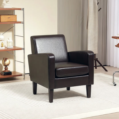 Modern Armchair with Rubber Wood Legs, Upholstered Accent Chair, Single Sofa for Living Room, Bedroom, Brown