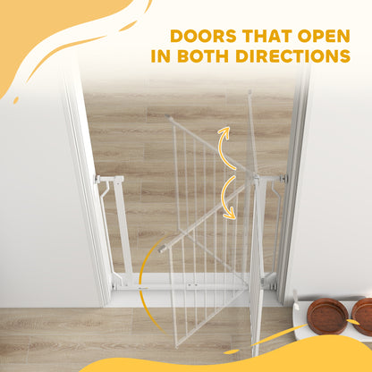 PawHut Extra Wide Dog Gate, with Door Pressure, for Doorways, Hallways, Staircases - White / Black