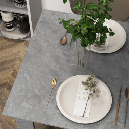 Square Dining Table, Modern Small Dining Table with Faux Cement Effect, Space Saving, Non-slip Foot Pads, Cement Grey