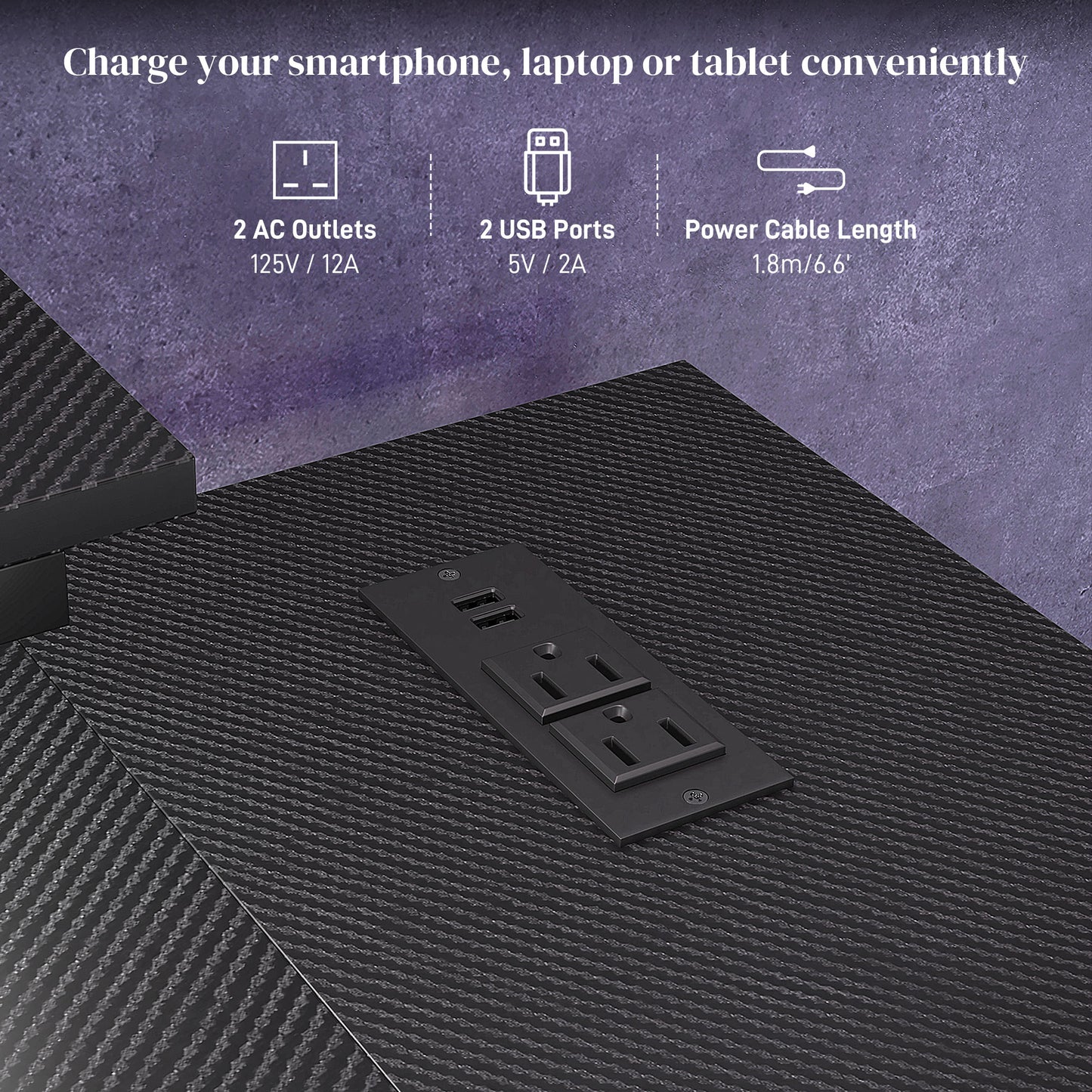 Reversible 'L' LED Light Gaming/Work Desk - Black