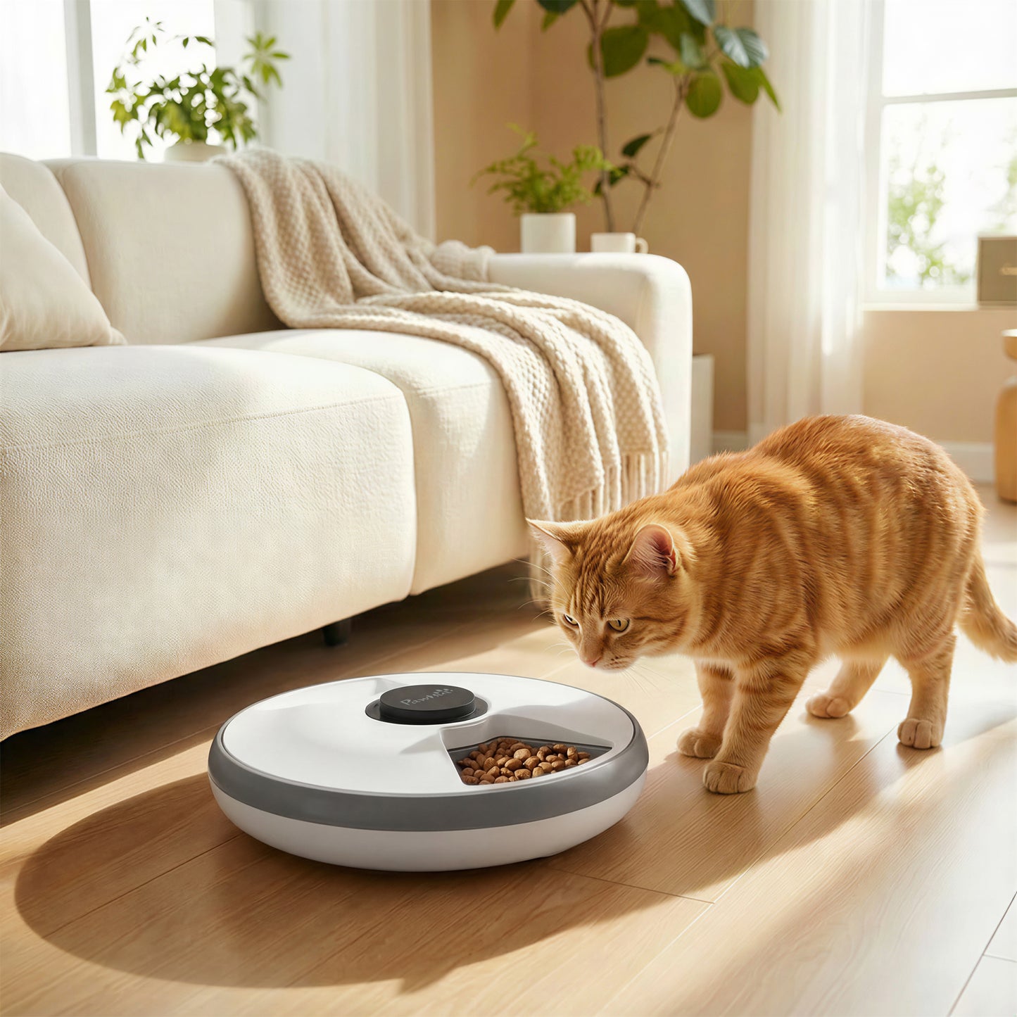 Automatic Cat Feeder | 6-Meal Programmable Timer | Ice Pack | Wet & Dry Food | LED Screen | Grey