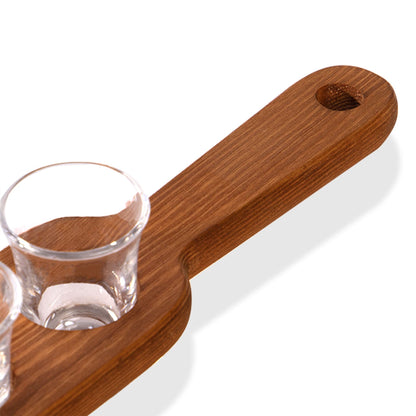 Maison & White Wooden Drinks Paddle with 6 Shot Glasses | Solid Wood | 45cm Board | 25ml Glasses | Dishwasher Safe Glasses | Party Bar Accessory | 2-Year Warranty