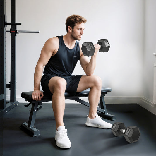 35KG Rubber Hex Dumbbell Portable Hand Weights Dumbbell Home Gym