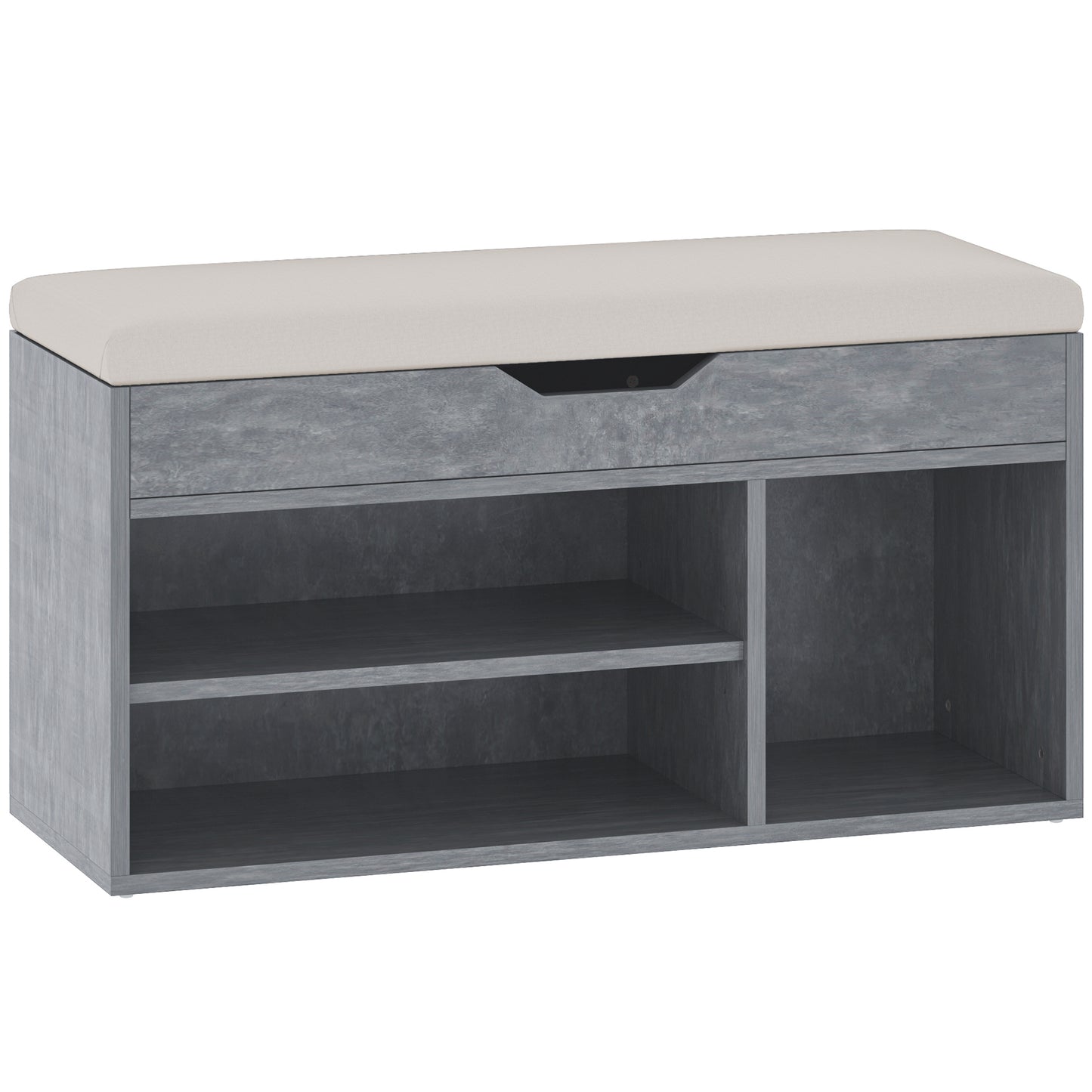 Shoes Cabinet Bench Hidden Storage Padded Seat Organiser Footwear Rack Hallway Grey Wood Grain