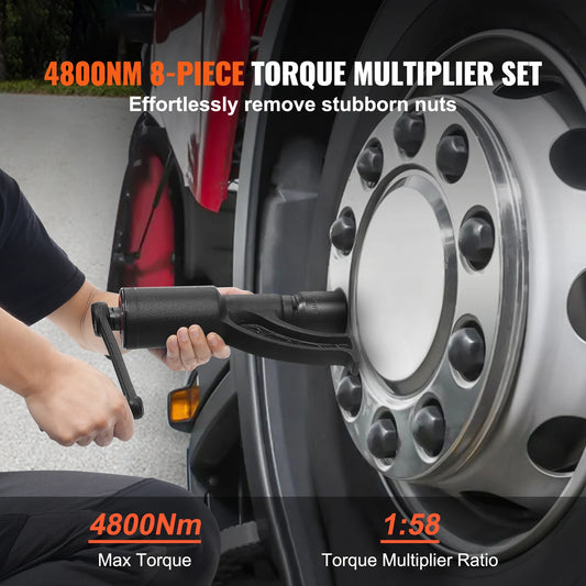 1/58 1/64 Torque Wrench Set 4/8 Sockets Multiplier Drive Lug Nut Wrench/Multiplier Heavy Duty Torque, With Case