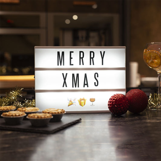 Pukkr A4 Cinematic Lightbox | 205 Letters, Symbols & Emojis | 3-Row Personalised Message Sign | USB or AA Battery Powered