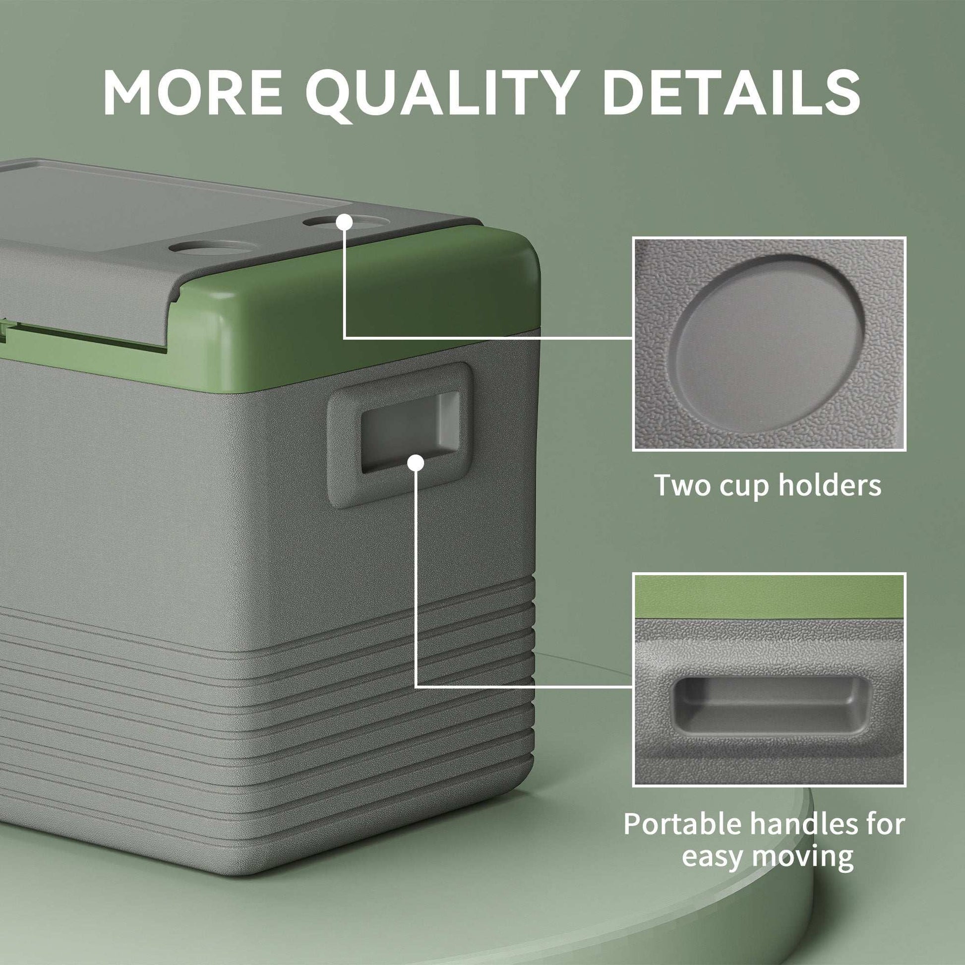 Outsunny 40L Portable Car Refrigerator - Light Green and Grey