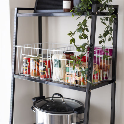Maison & White White Mesh Storage Baskets Pack of 2 | Powder-Coated Carbon Steel | Scratch Rust Corrosion Proof | 28x26x18cm | Carry Handles | Kitchen Bathroom Garage Shed | 2-Year Warranty