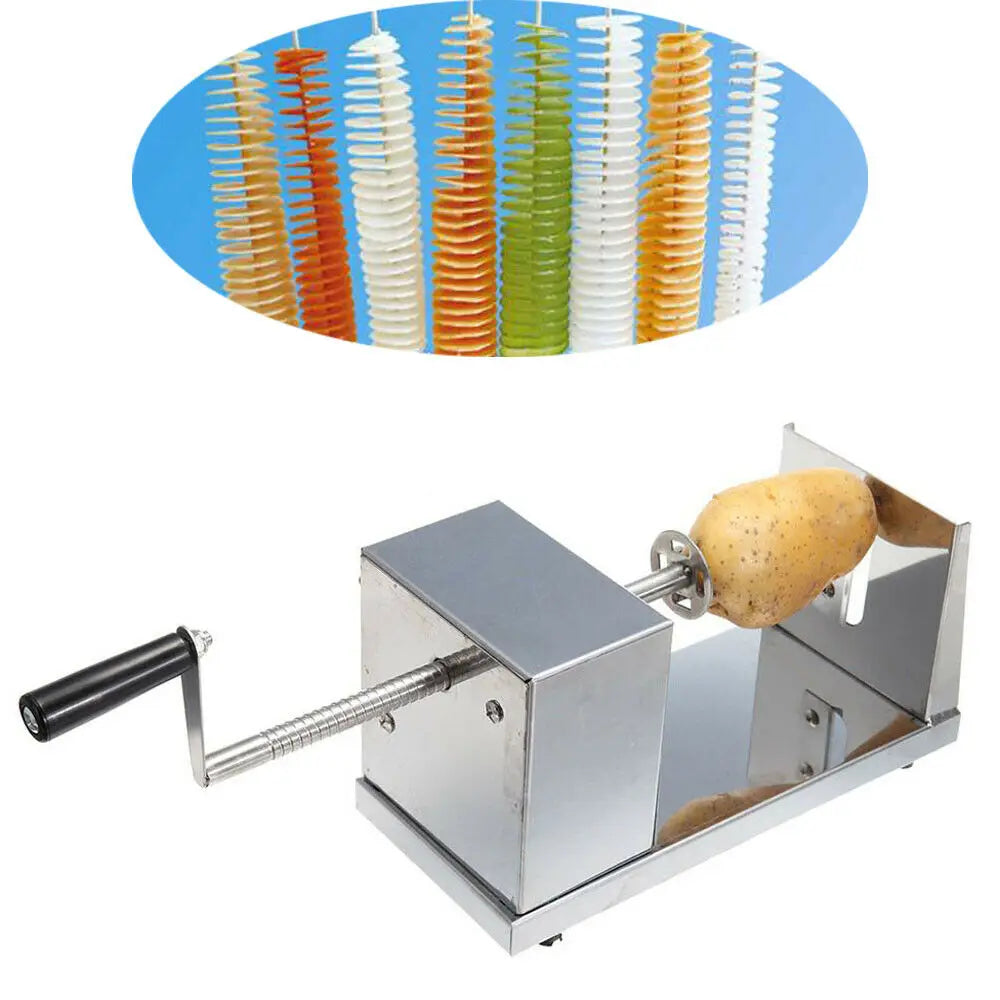 Stainless Steel Spiral Potato Potato Chips Maker Cutter Fruit Slice Kitchen Home Hand-Cranked Clipping Apple Slicer