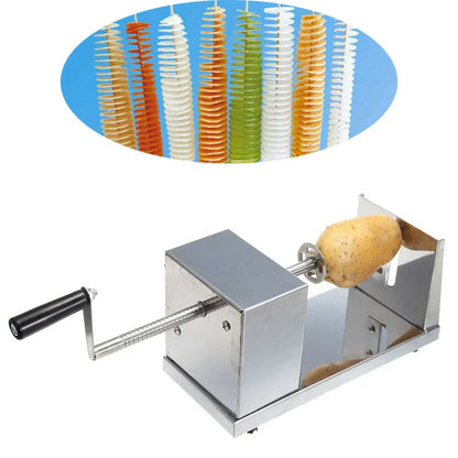 Stainless Steel Spiral Potato Potato Chips Maker Cutter Fruit Slice Kitchen Home Hand-Cranked Clipping Apple Slicer