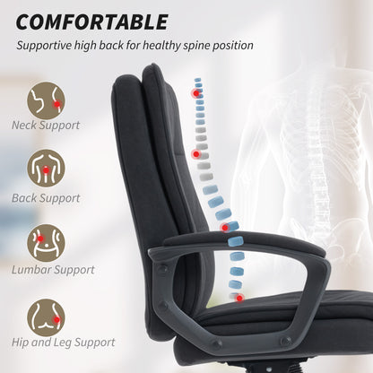 Linen-Look Double-Padded Office Chair - Black