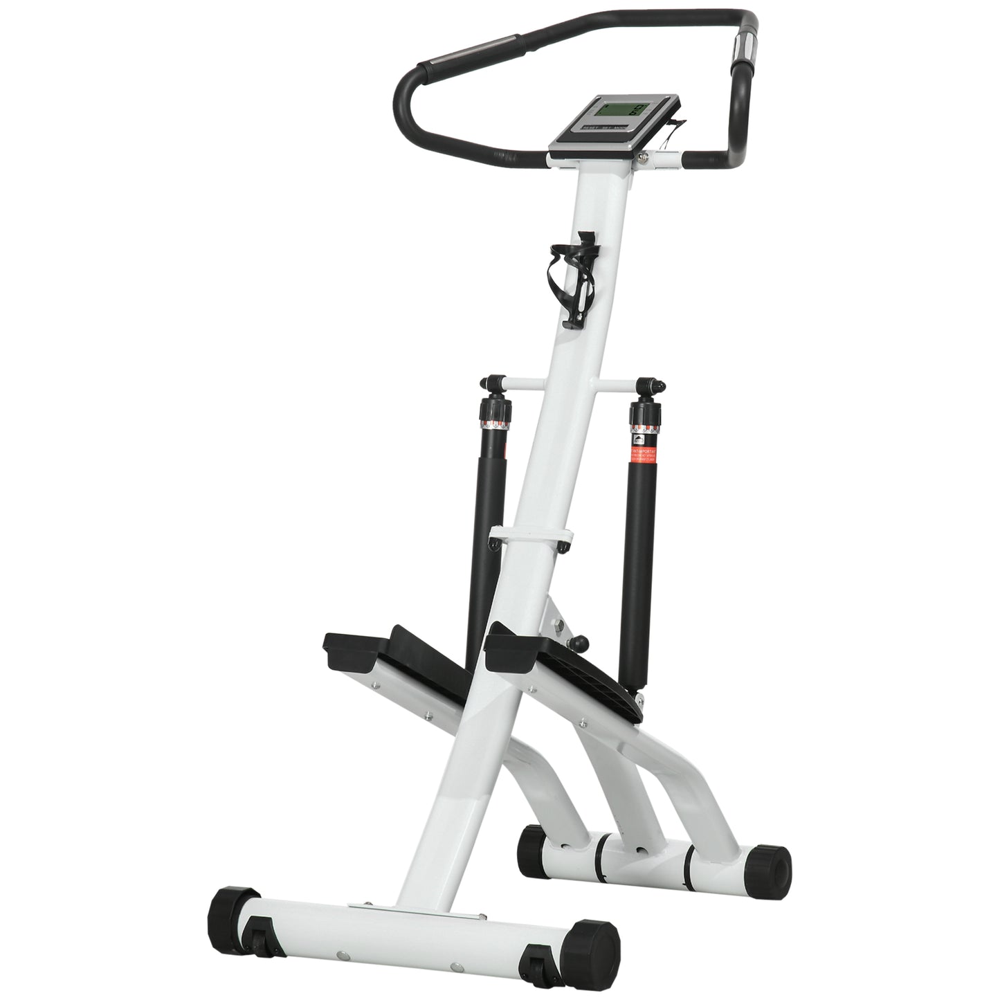Foldable Stepper Machine with 12-Level Hydraulic Resistance, Step Machine Exerciser with LCD Monitor, for Home Fitness Workout, White and Black