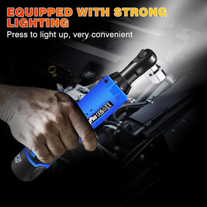 Dayplus 12V Right Angle Ratchet Wrench 3/8" Cordless Electric Screwdriver Removal Screw Nut Car Repair Lithium With 2 Batteries