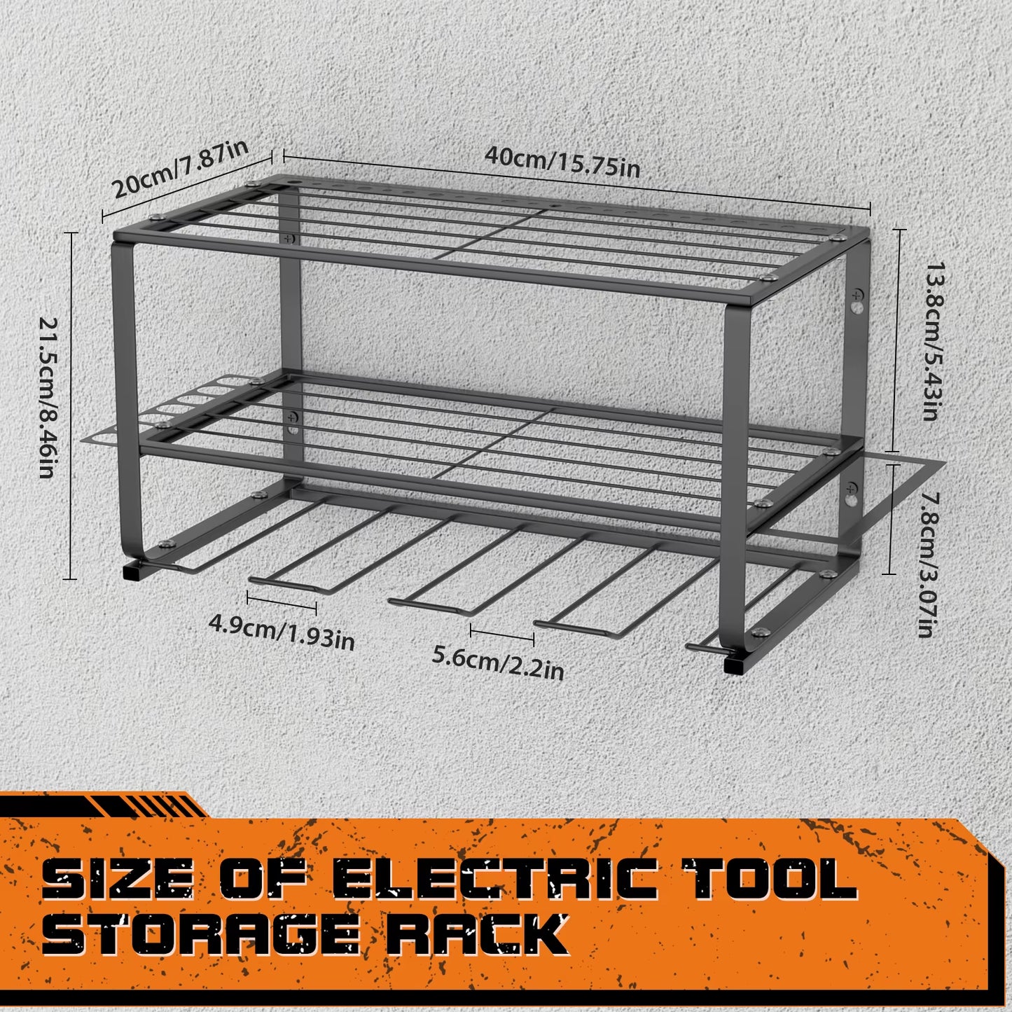 3-Tier Power Tool Storage, Heavy Duty Metal Tools Shelf Organiser Rack For 4 Drill Tools, Toolbox, Screwdrivers, Pliers